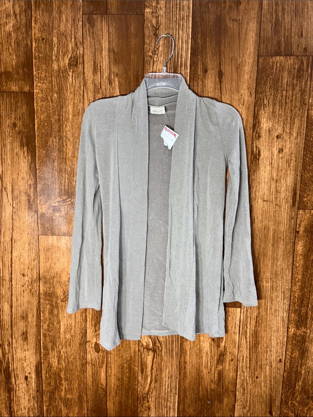 NWT Pretty Good Light Gray Open-Front Long Sleeve Cardigan